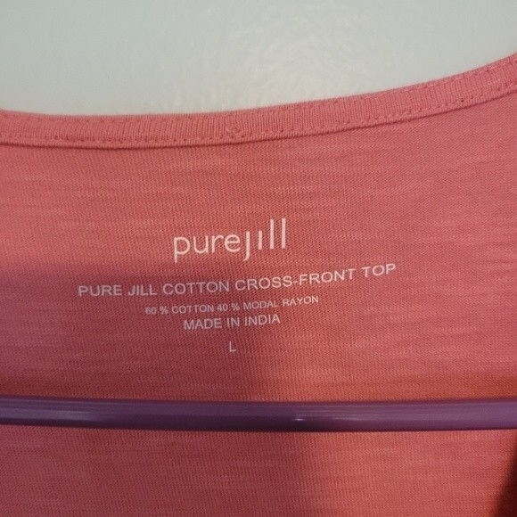 J. Jill Pure Jill Cotton Cross Front Top in Pink Size Large Modal - Picture 4 of 4